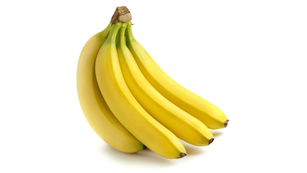 Top 10 alimentos para o Bulking. Imagem de cacho de banana com o fundo branco.