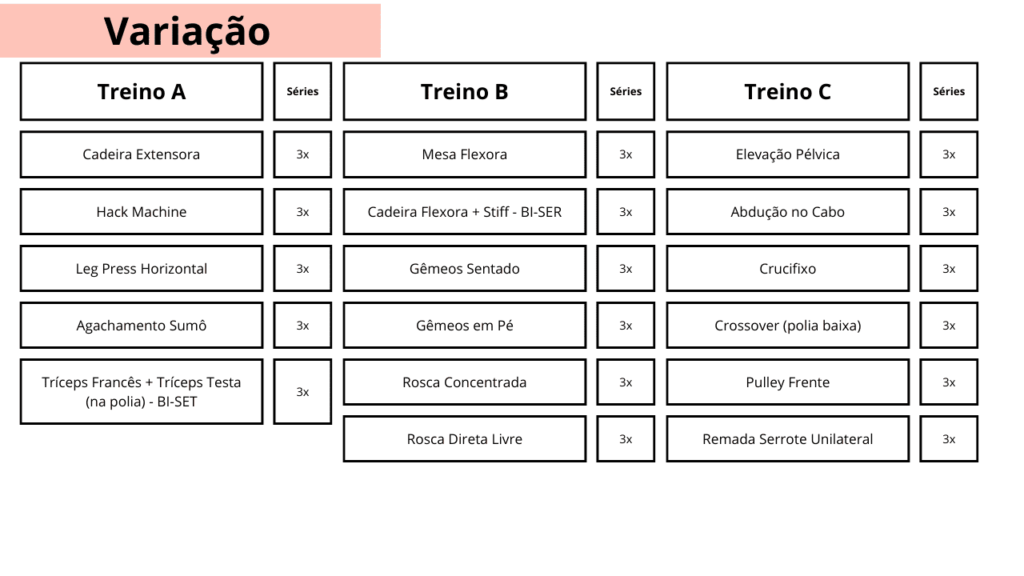 Ficha de Treino ABC Masculino e Feminino.