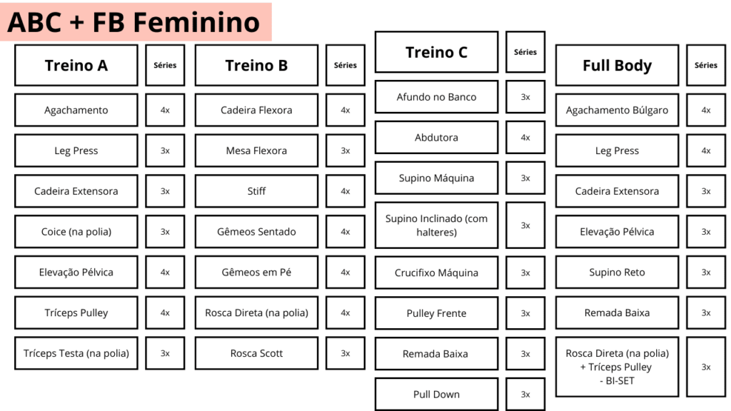 Ficha de Treino ABC Masculino e Feminino.