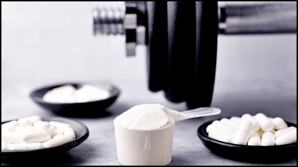 Imagem de um scoop de beta-alanina. Melhores suplementos para ganhar massa muscular.