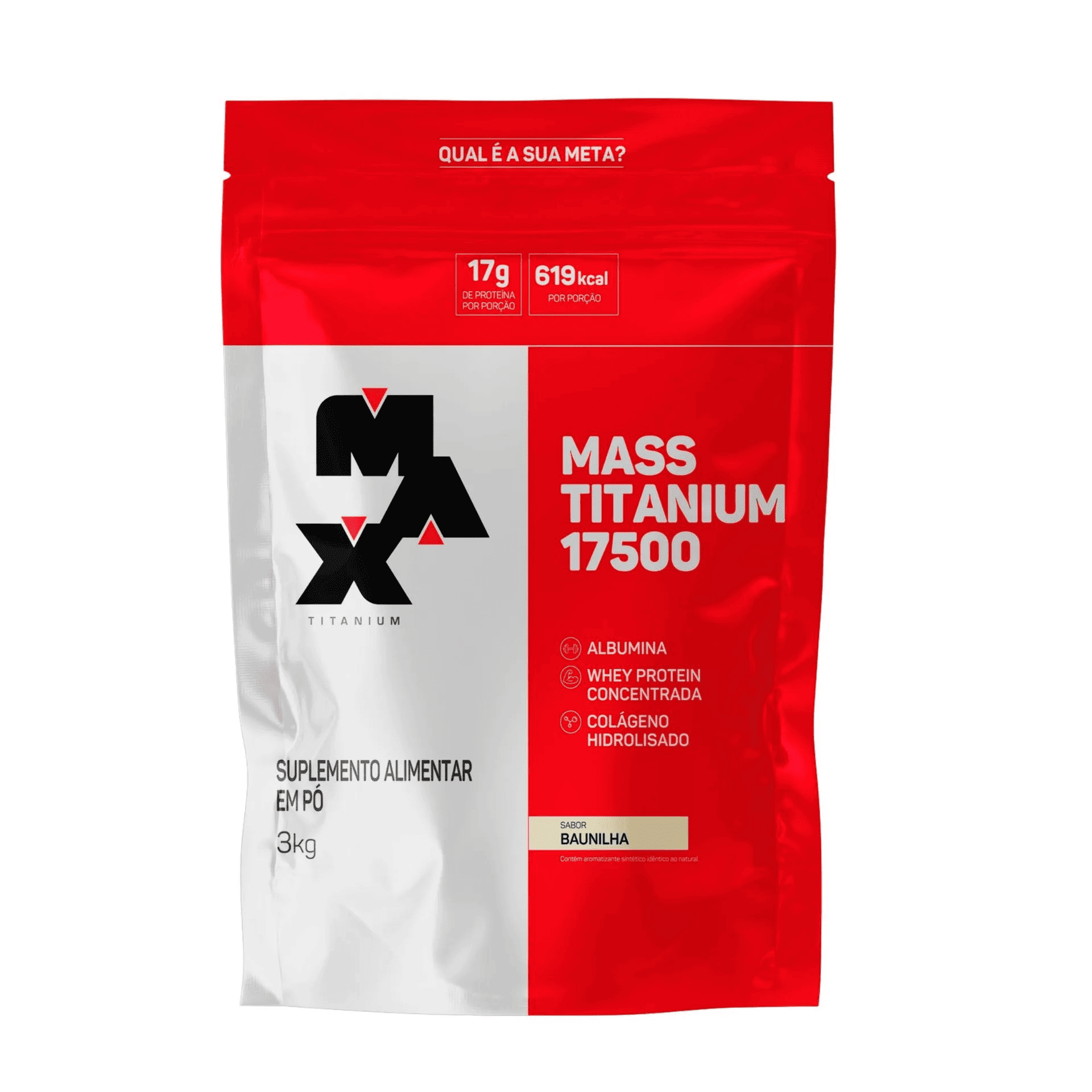 Hipercalórico Mass Titanium 17500. Melhores suplementos para ganhar massa muscular.
