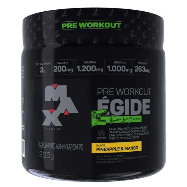 Imagem do pré-treino Égide da Max Titanium. Melhores suplementos para ganhar massa muscular.